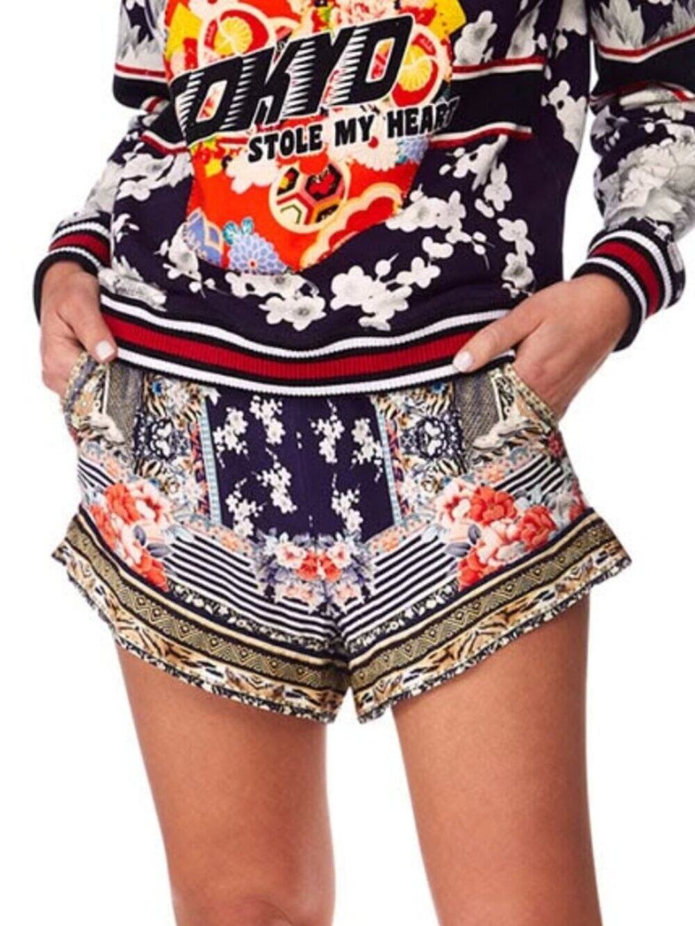Camilla Women's High Cut 100% Silk Shorts in The Lonely Wild Size Medium